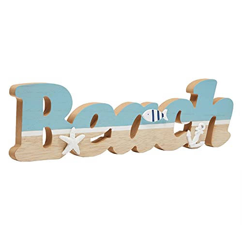 Wooden Beach Sign, Coastal (15 x 6 inches) for Home Decoration