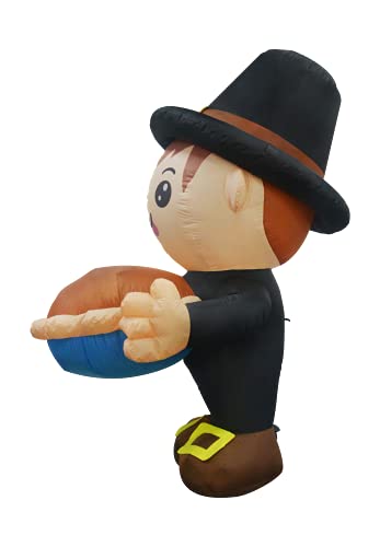 6 FT Height Thanksgiving Inflatables Boy Holding a Pumpkin Pie