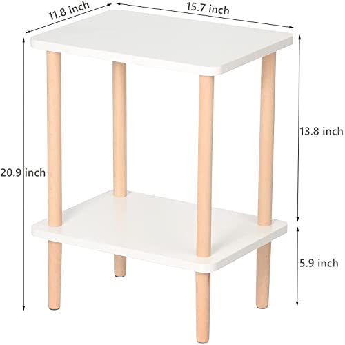 Set of 2 Tall End Tables with Storage Rack