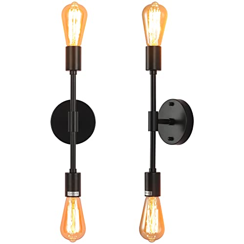 2 Pack Matte Black Modern Wall Sconce