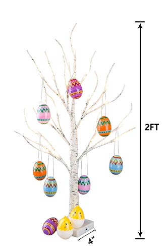 LED Easter Birch Tree Lights w/ Eggs Battery Powered