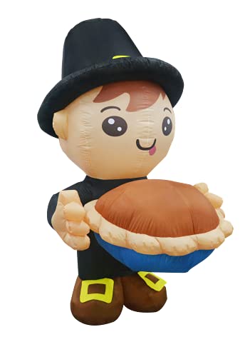 6 FT Height Thanksgiving Inflatables Boy Holding a Pumpkin Pie