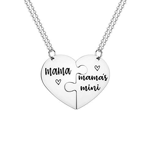 2 Pcs Set Matching Heart Necklaces for Mothers Day/Birthday Gift