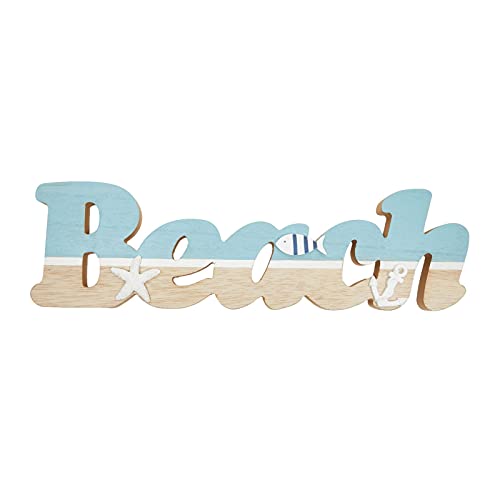Wooden Beach Sign, Coastal (15 x 6 inches) for Home Decoration