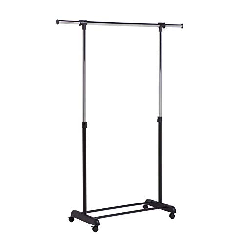 Adjustable Height & Width Rolling Metal Clothes Rack  30 lbs