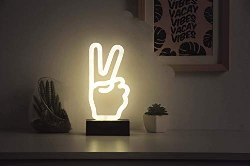 9" inch LED Neon White Peace Hand Night Light