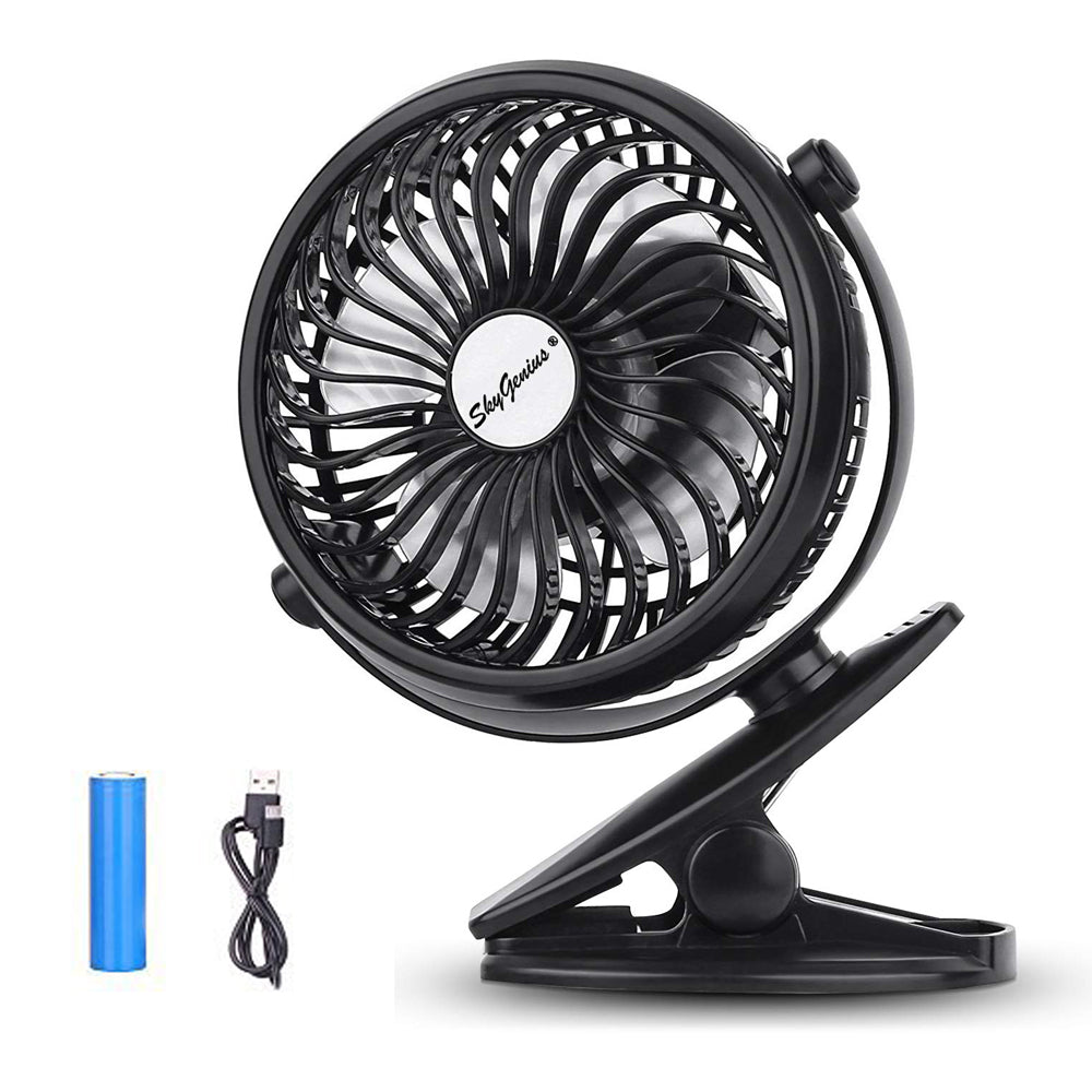 Battery Operated Clip on Mini Desk Fan, Black
