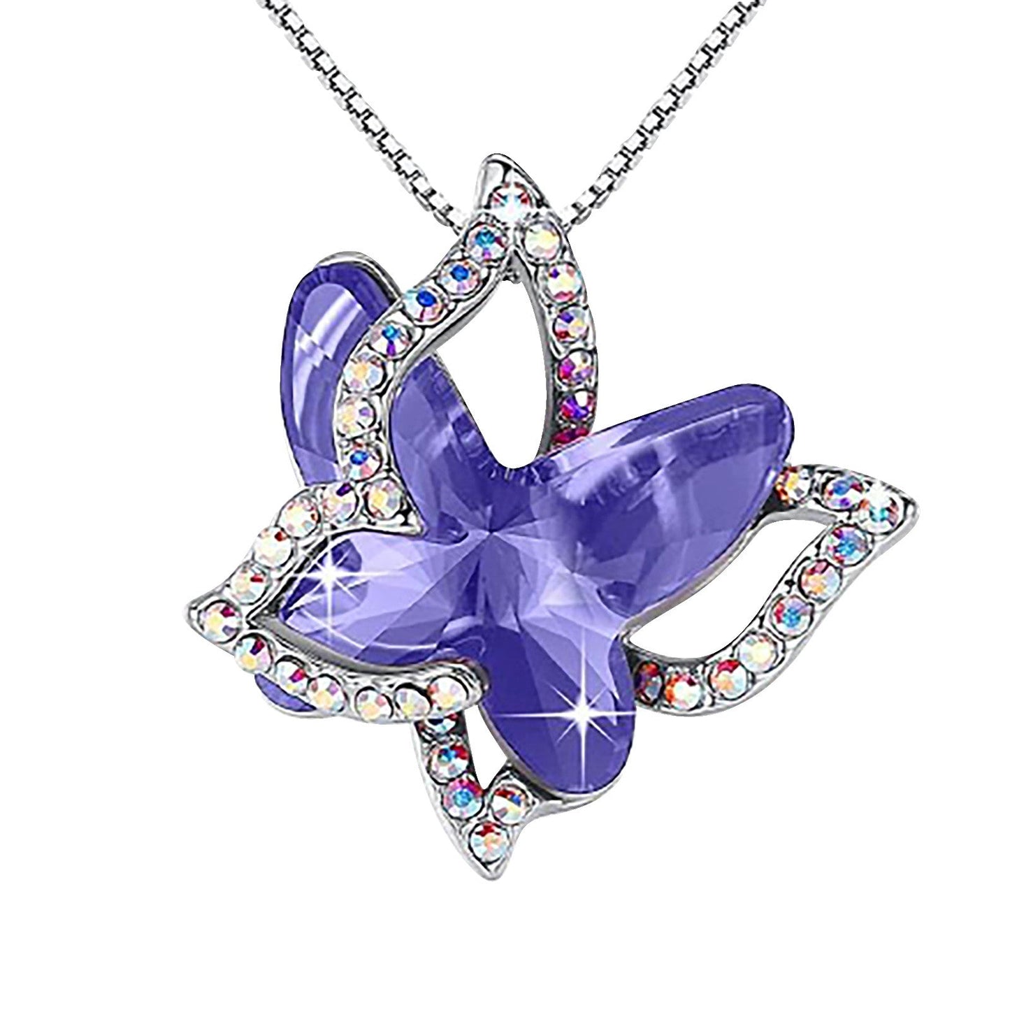 Crystal Butterfly Necklace for Women