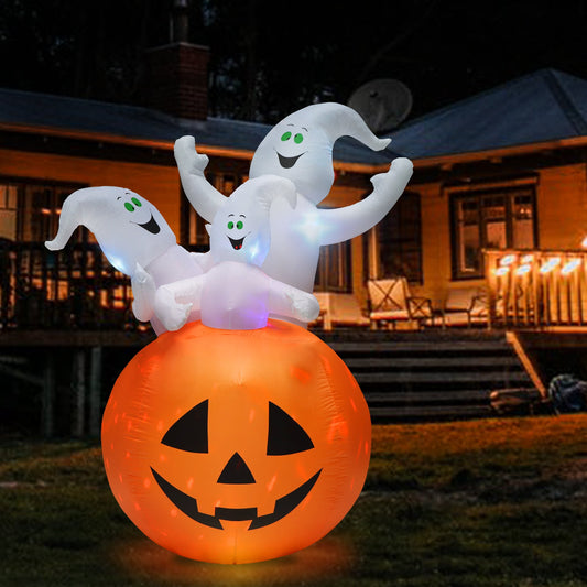 6FT Pumpkin Ghost w/ Built-in LED Lights Halloween Decoration