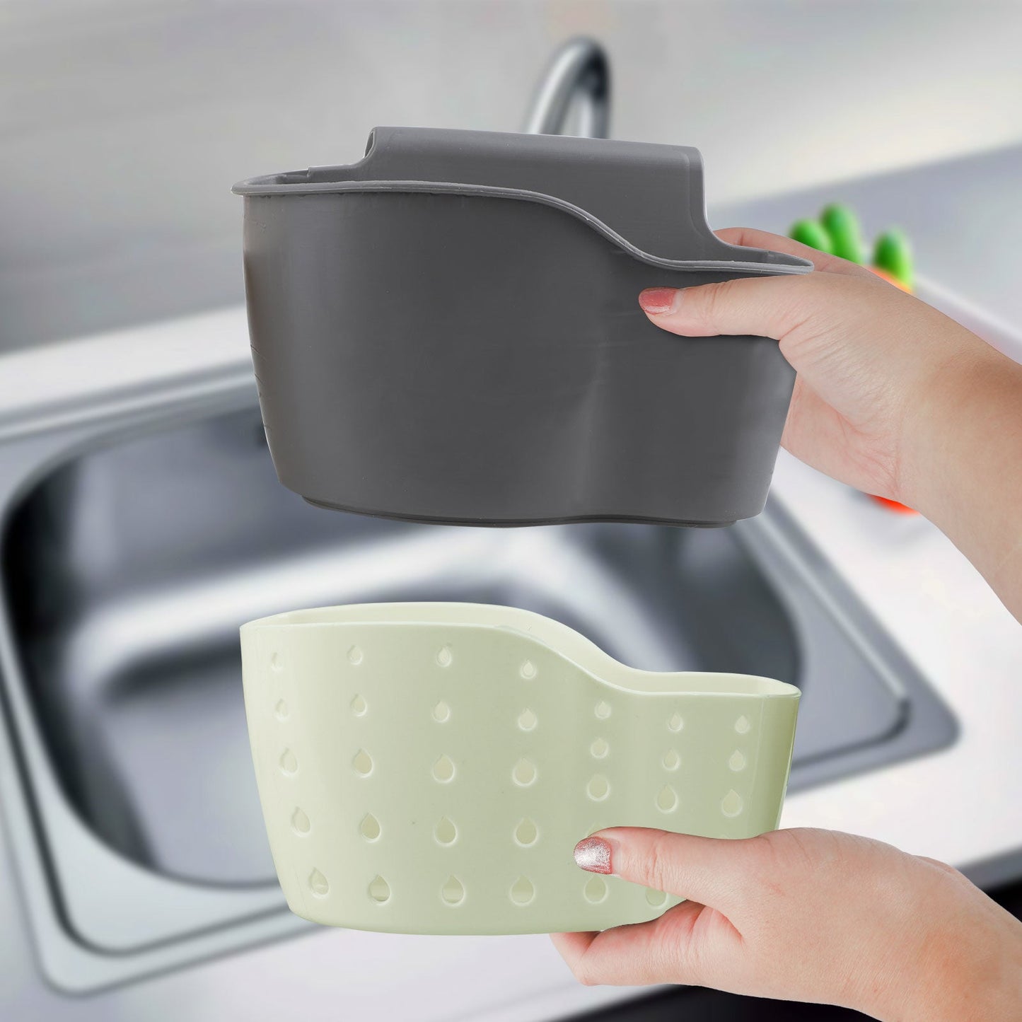 Adjustable Rubber Sink Caddy Kitchen Hanging Sponge Holder