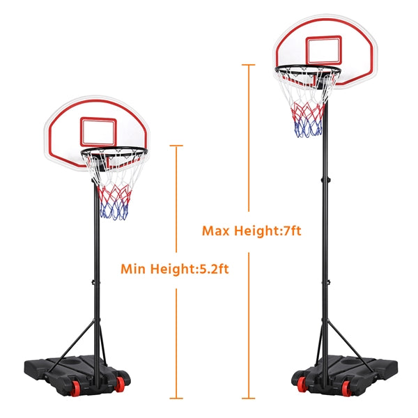 6.4-8.2 Ft. Height Adjustable Basketball Hoop System for Kids w/ Wheels