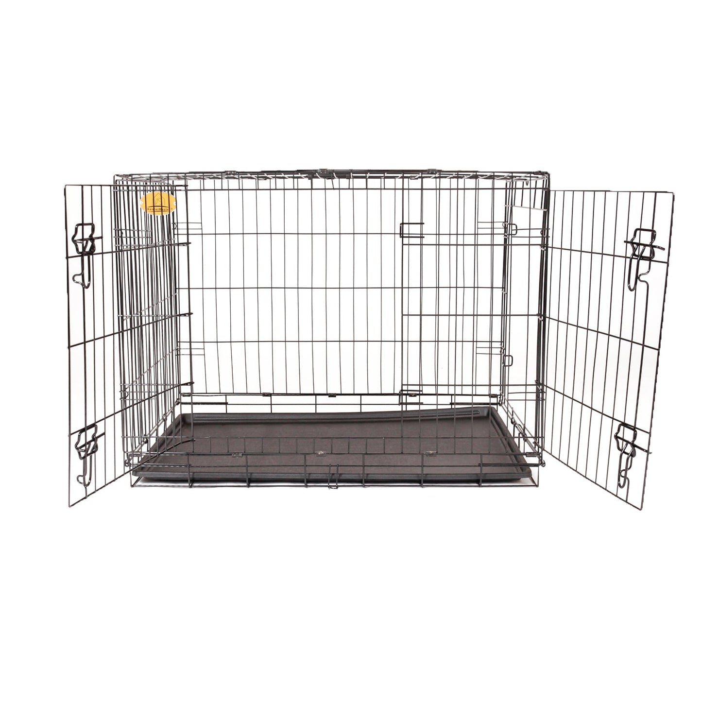 Double Door Folding Wire Dog Crate, Black