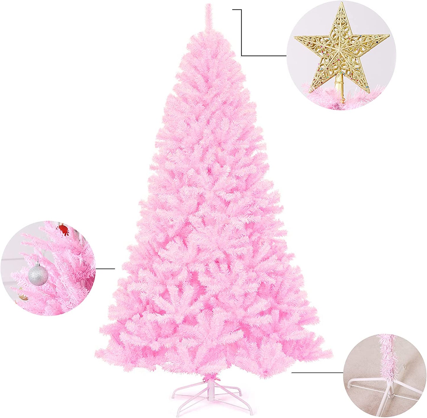 7ft Premium  Artificial Pre-Lit Christmas Tree w/  Ornaments & Star Topper