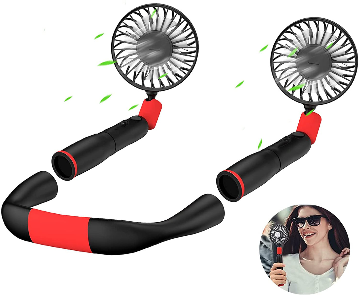 Upgraded Portable Fan, Hand Free w/ Removable Neck Hanging Design