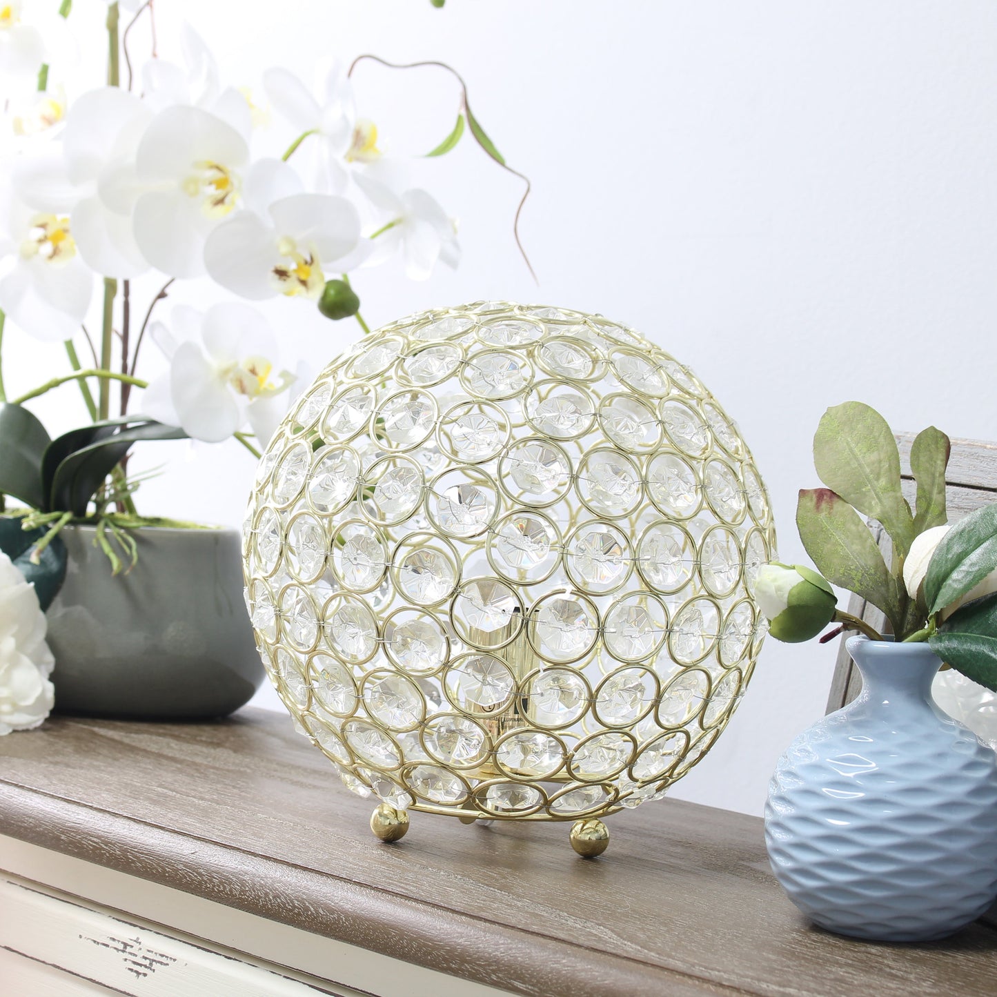 Elegant Designs Elipse 8 Inch Crystal Ball Sequin Table Lamp