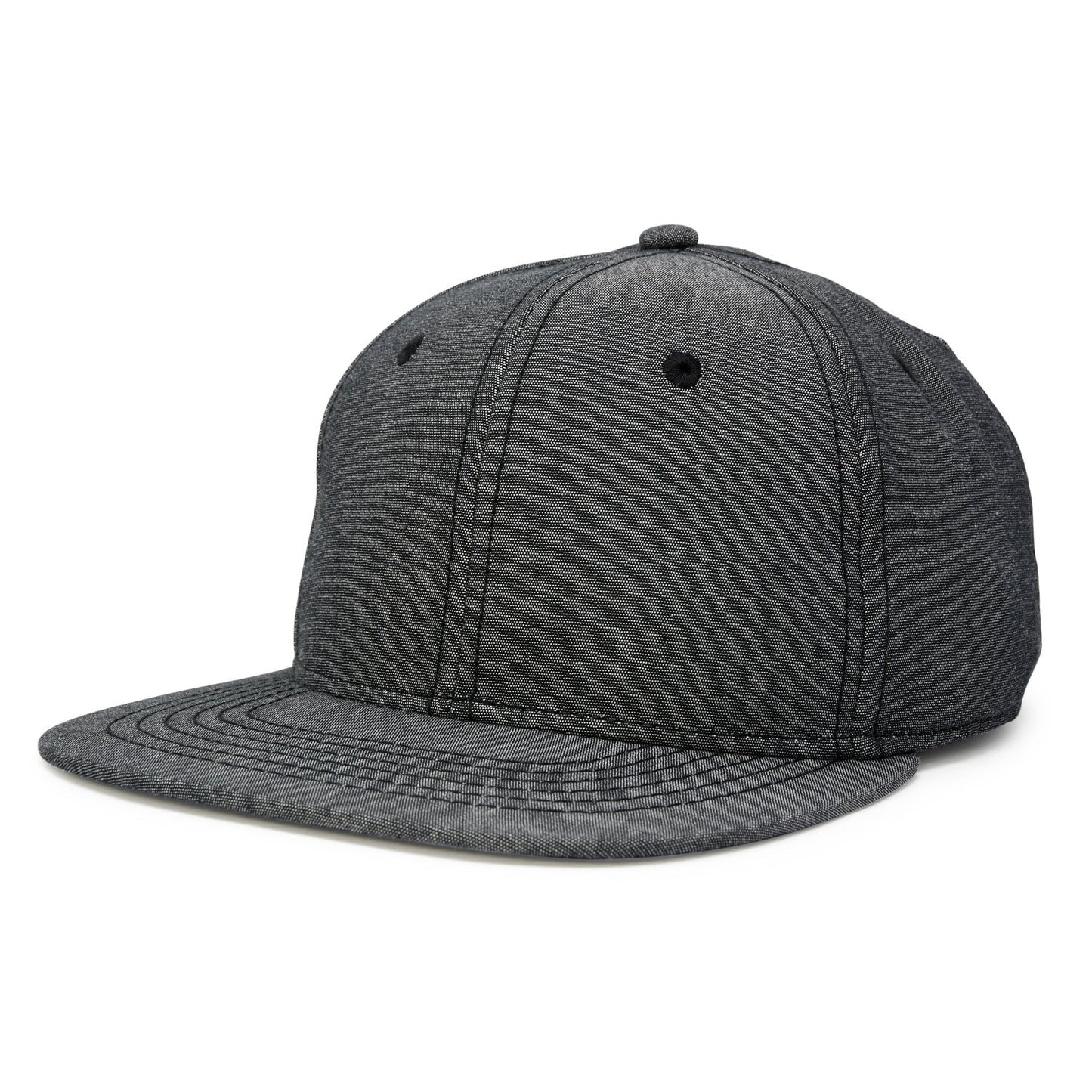 Men's Premium Flat Bill Snapback Chambray Hat 6 Panel Cap