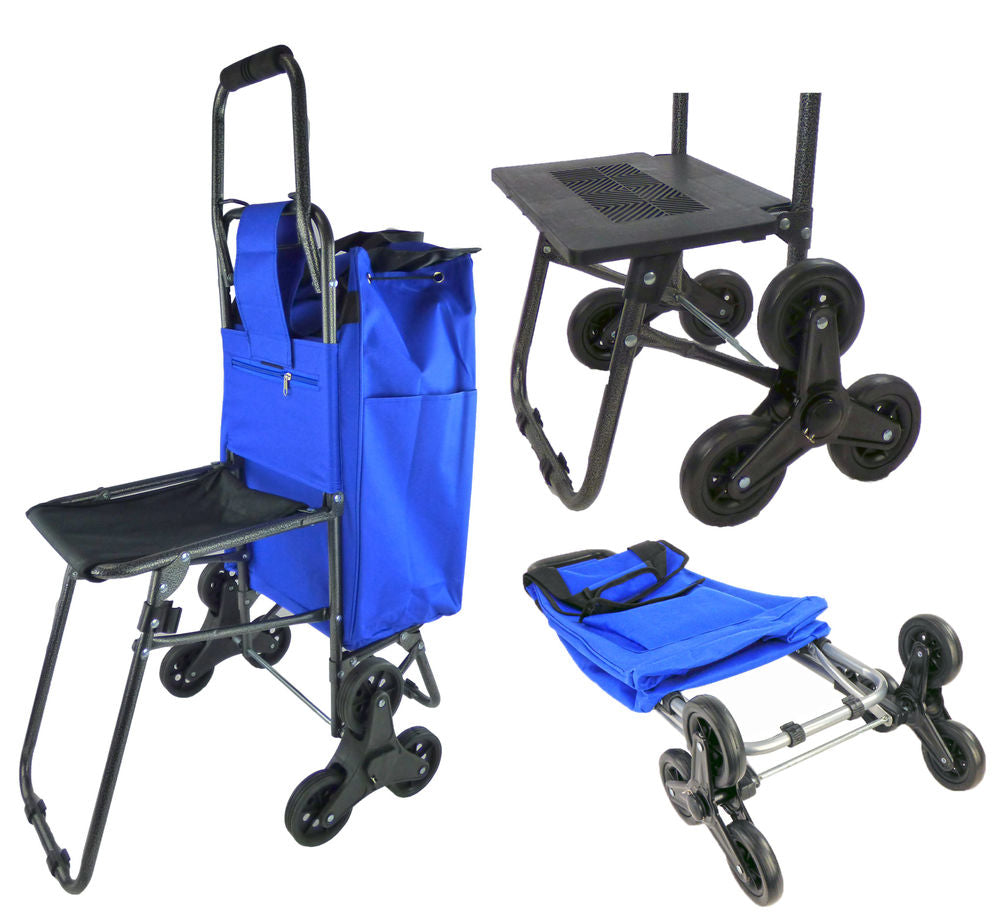 Tri Wheel Foldable Utility Storage Grocery Cart With Waterproof Bag