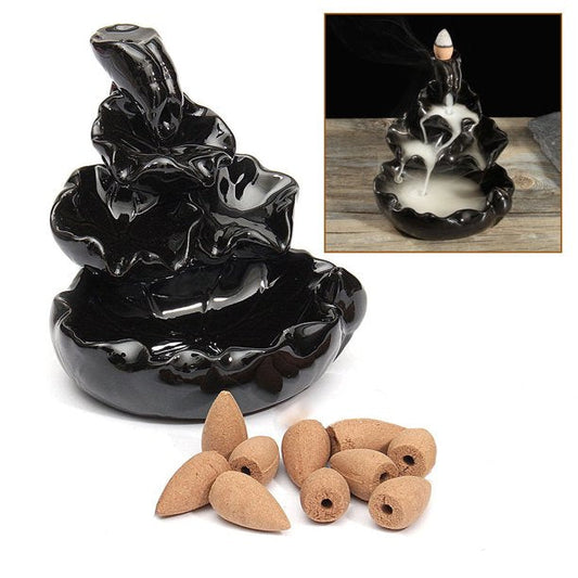 Black Ceramic Feng Shui Buddhist Incense Burner Holder