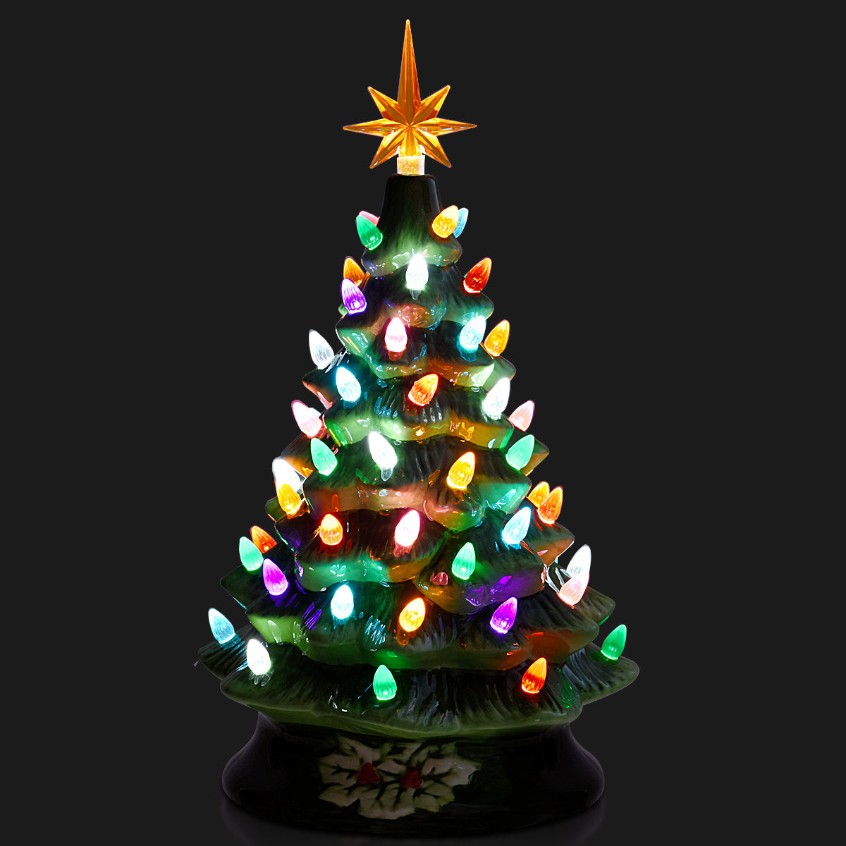 15''Pre-lit Hand-Painted Ceramic Tabletop Christmas Tree