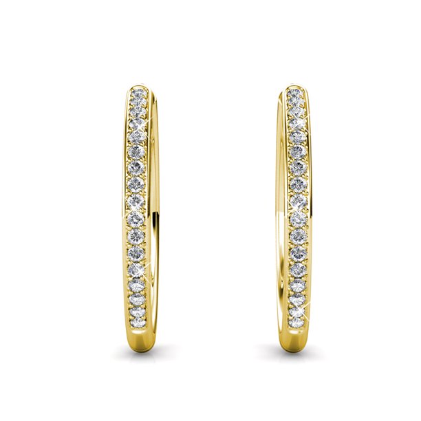 18k White Gold Hoop Earrings with Swarovski Crystals