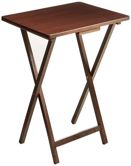 2-Pack Folding TV Tray Table Set in Walnut 19 x 15 x 26 inch