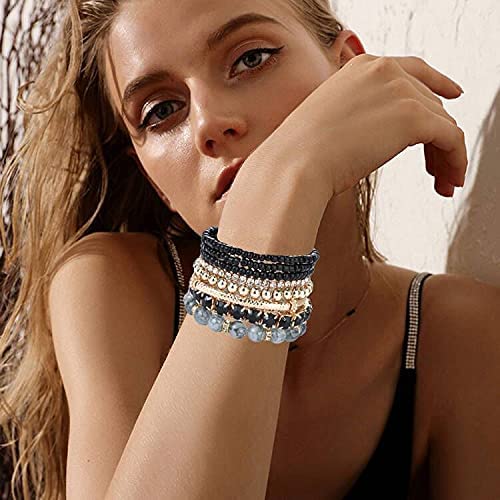 2-4 Sets Beaded Stackable Aesthetic Stretch Multilayered Bohemian Bracelets Set