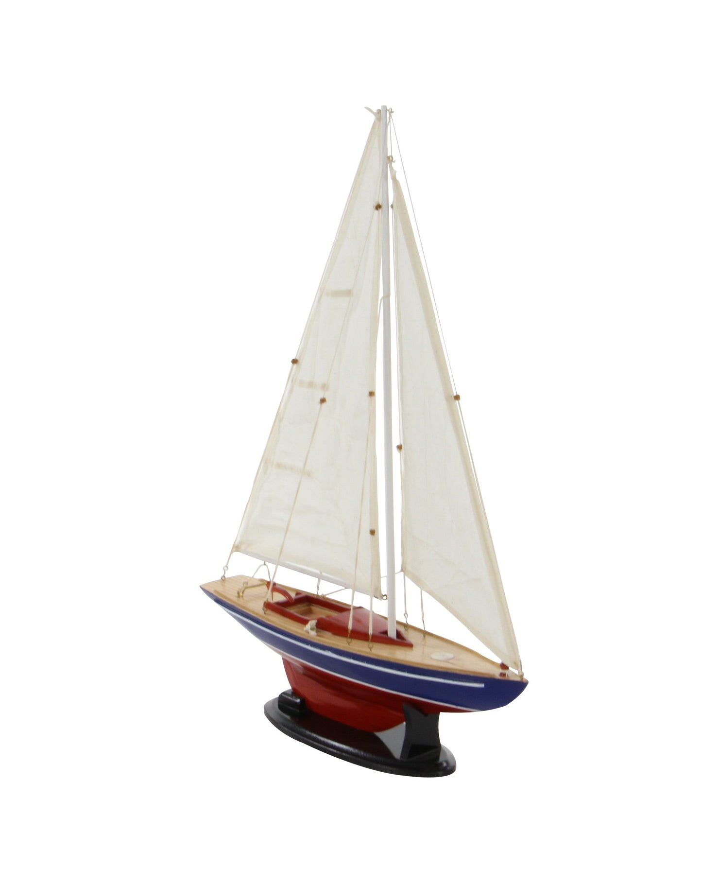 17"W, 26"H Wood Coastal Sailboat Sculpture, Dark Brown