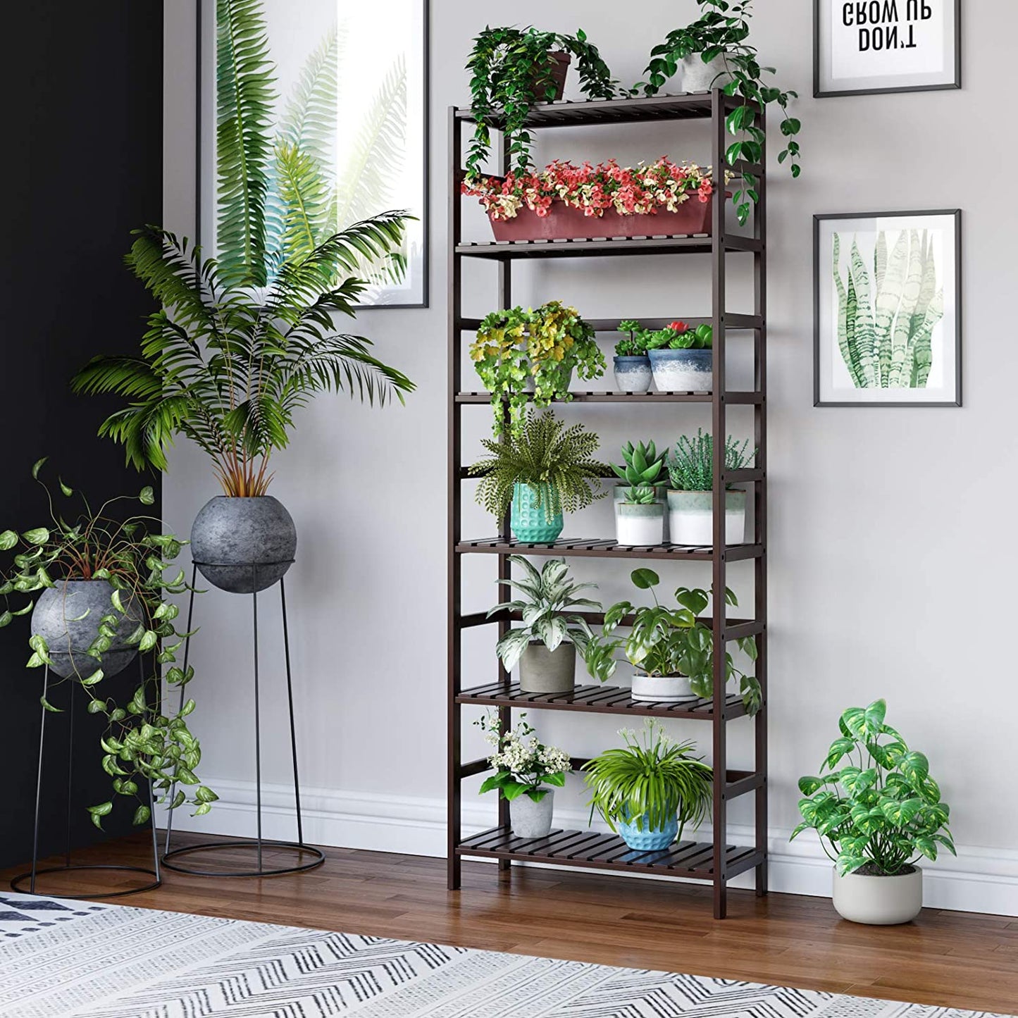 6-tier Tower Bamboo  Shelf  Bookcase