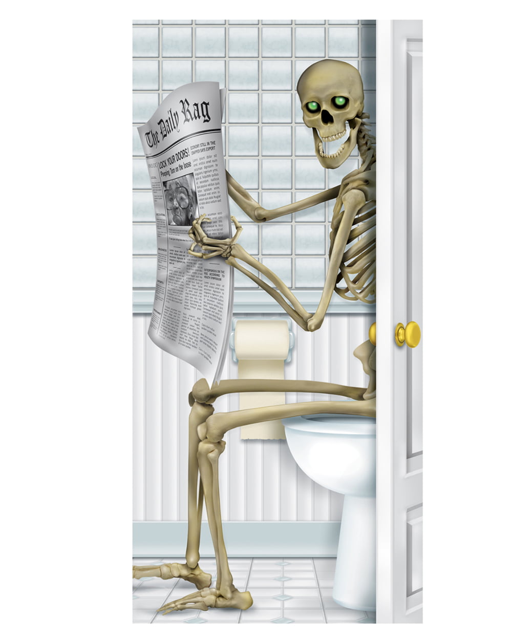 Skeleton Restroom Door Cover Halloween Decoration