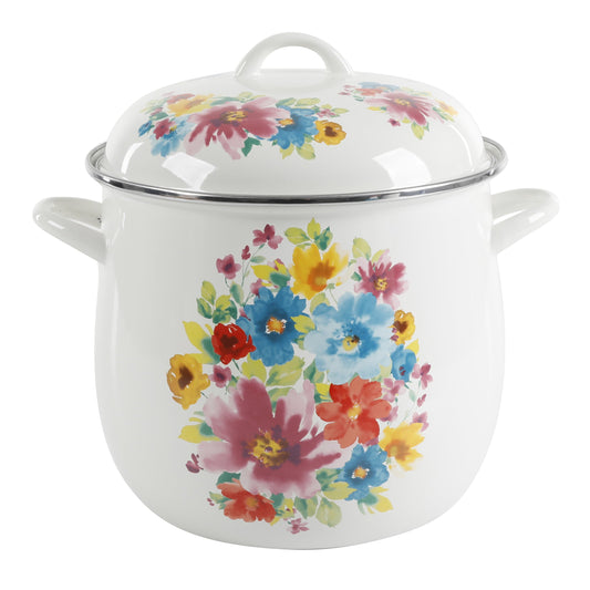 Breezy Blossom Enamel-on-Steel 12-Quart Stock Pot