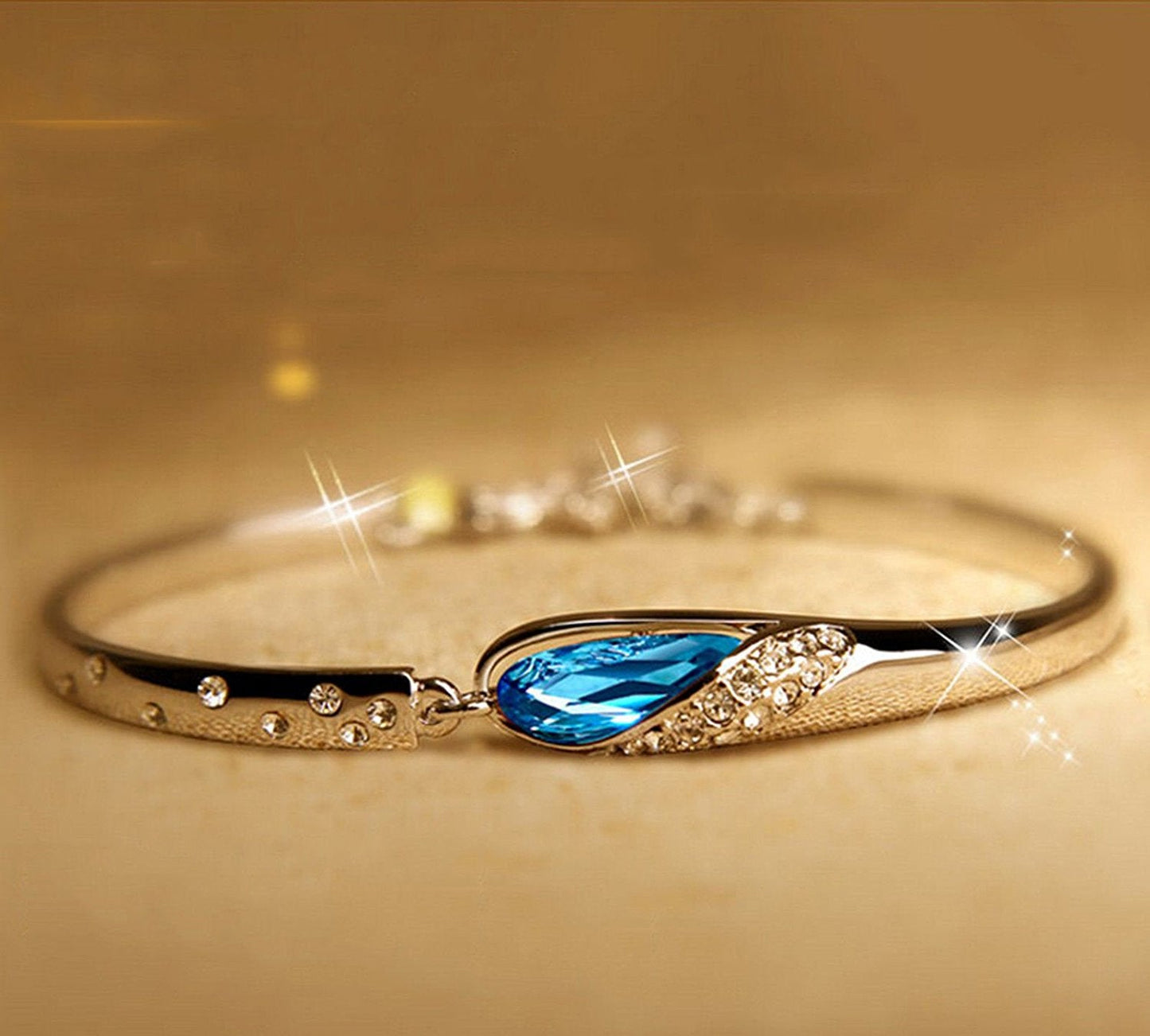 925 Sterling Silver Bracelet Crystal Bangle Rhinestone