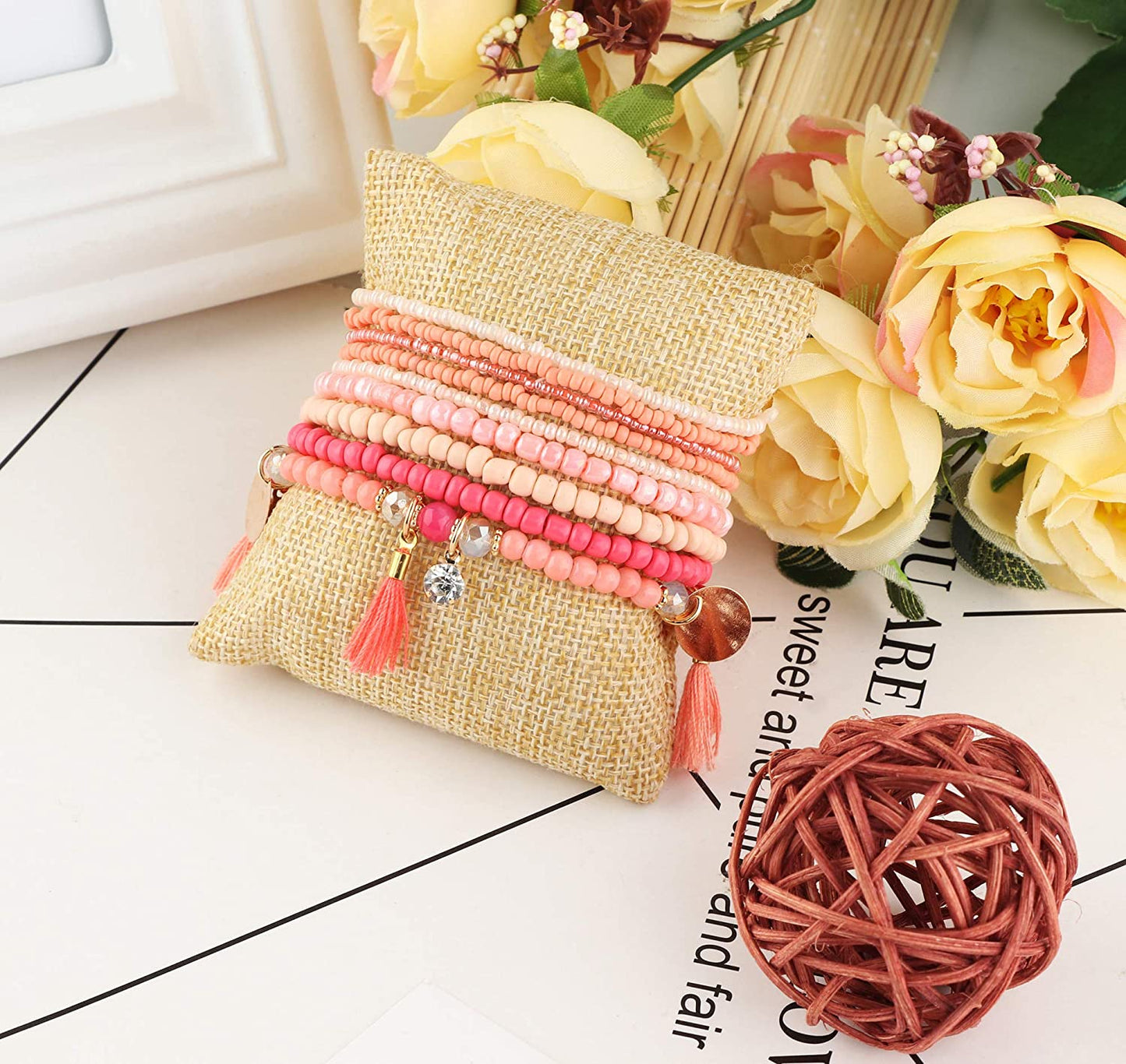 3-6 Sets Bohemian Beaded Multilayer Stretch Stackable Bracelet