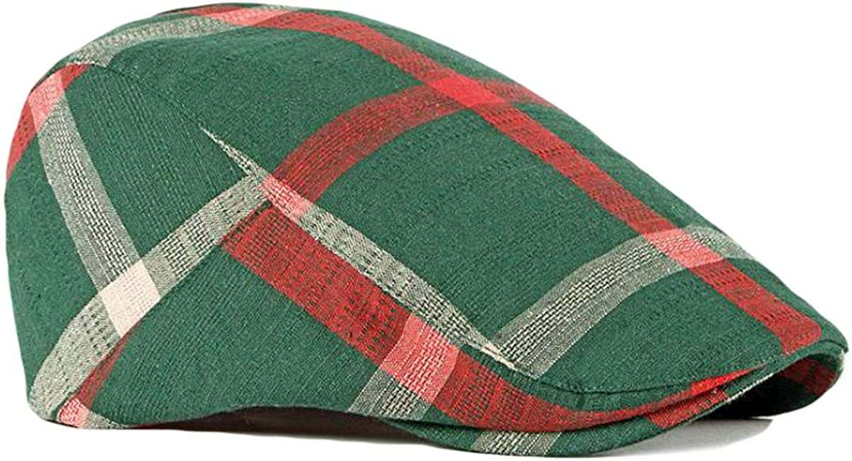 2 Pack Men's Cotton Flat Cap Ivy Gatsby Newsboy Hat (M)