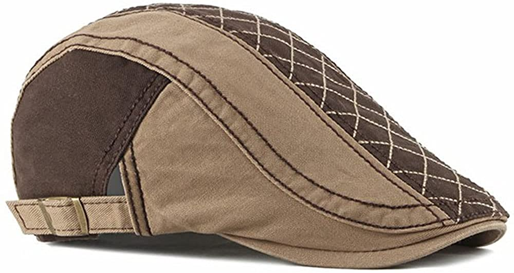 2 Pack Men's Cotton Flat Cap Ivy Gatsby Newsboy Hat (M)