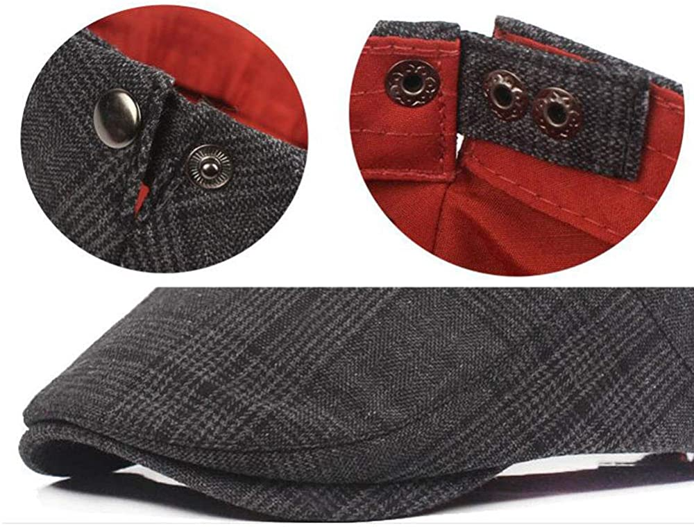 2 Pack Men's Cotton Flat Cap Ivy Gatsby Newsboy Hat (M)