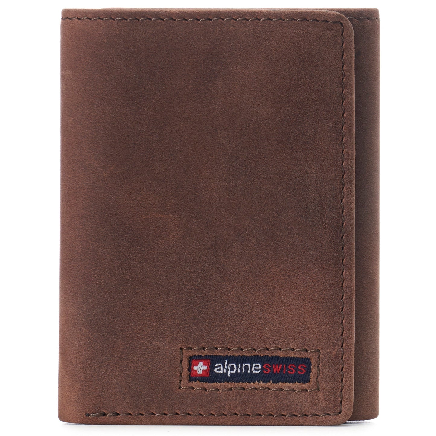 Mens RFID Protected Trifold Genuine Leather Wallet ID Window