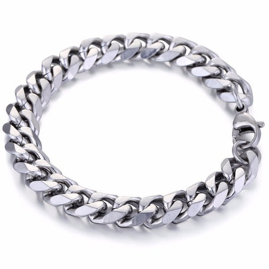 11mm Mens Boys Curb Cuban Chain Bracelet Stainless Steel 9"