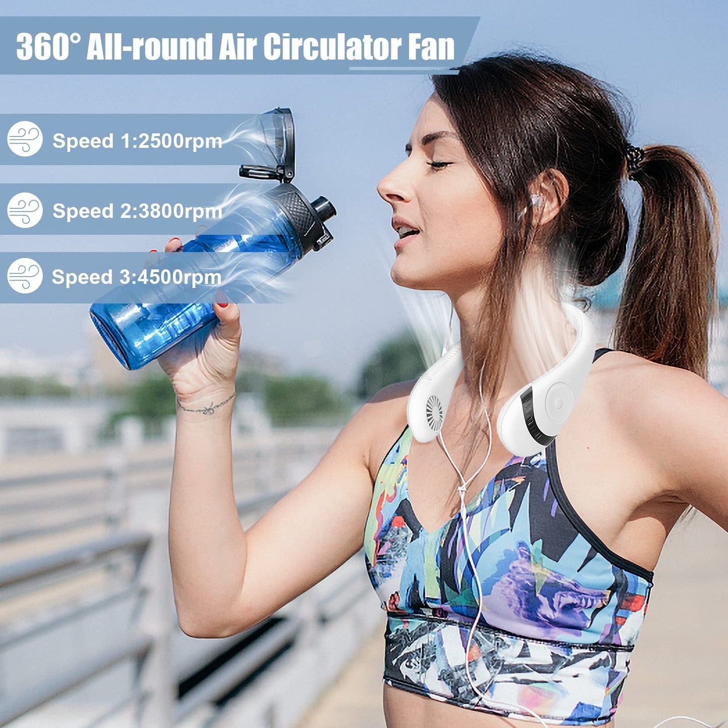 Portable Neck Fan,USB Rechargeable Hands Free Bladeless