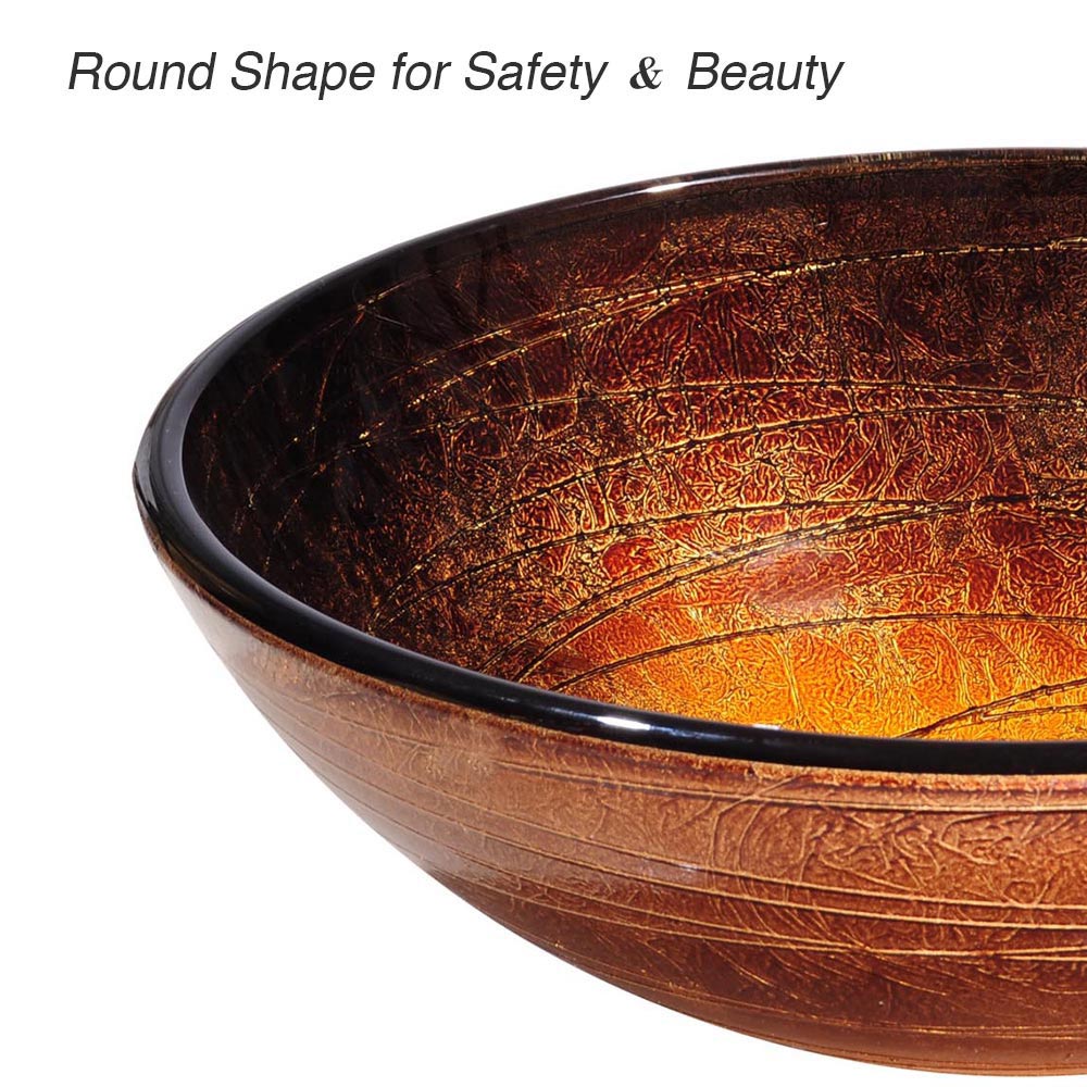 Bathroom Tempered Glass Round Vessel Sink
