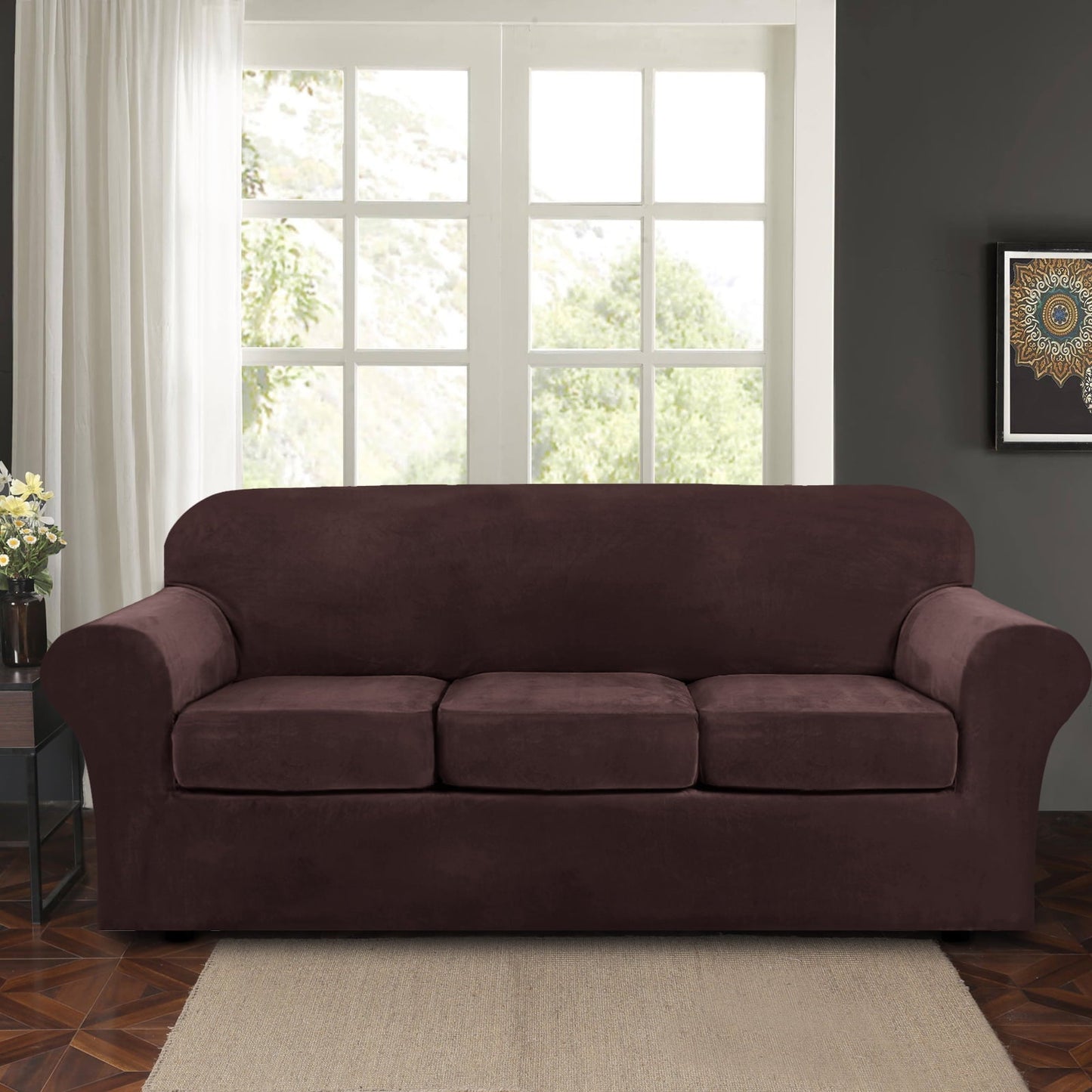 Sofa Covers for 3 Seaters (Base Cover Plus 3 Individual Cushion Covers)