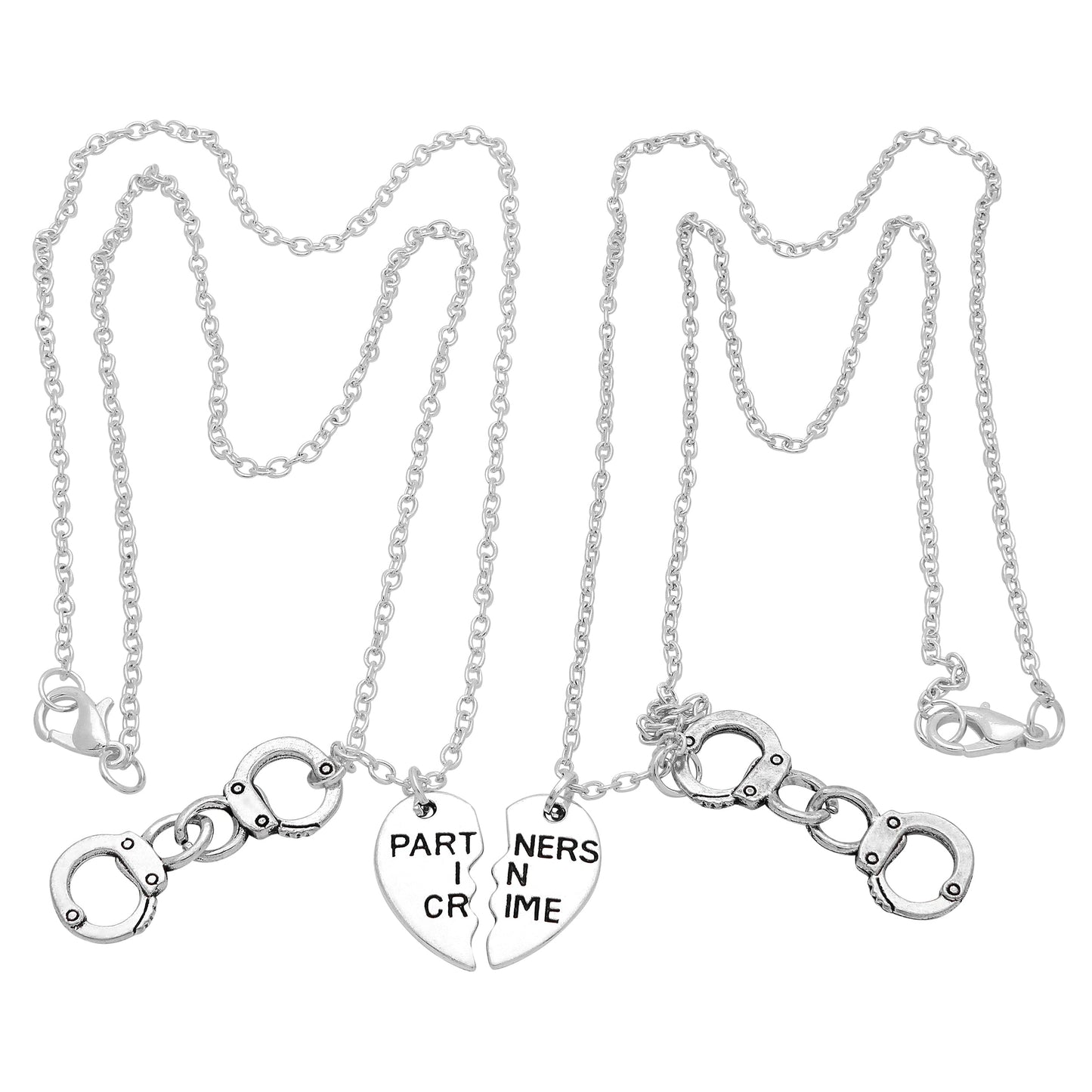 Silver Partners in Crime Necklaces for Couples