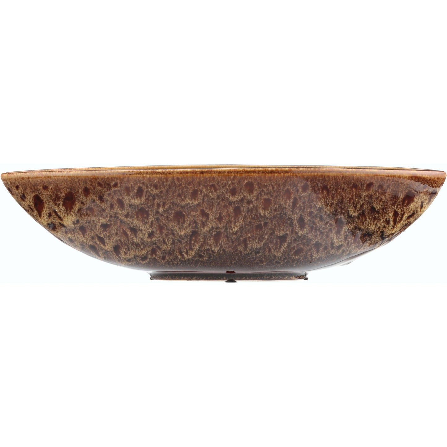 Ceramic Peacock-Feather Pattern Oval Bowl for Home Decoration