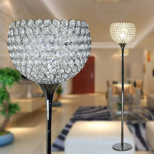 Ball Shape Crystal Floor Lamp, Silver