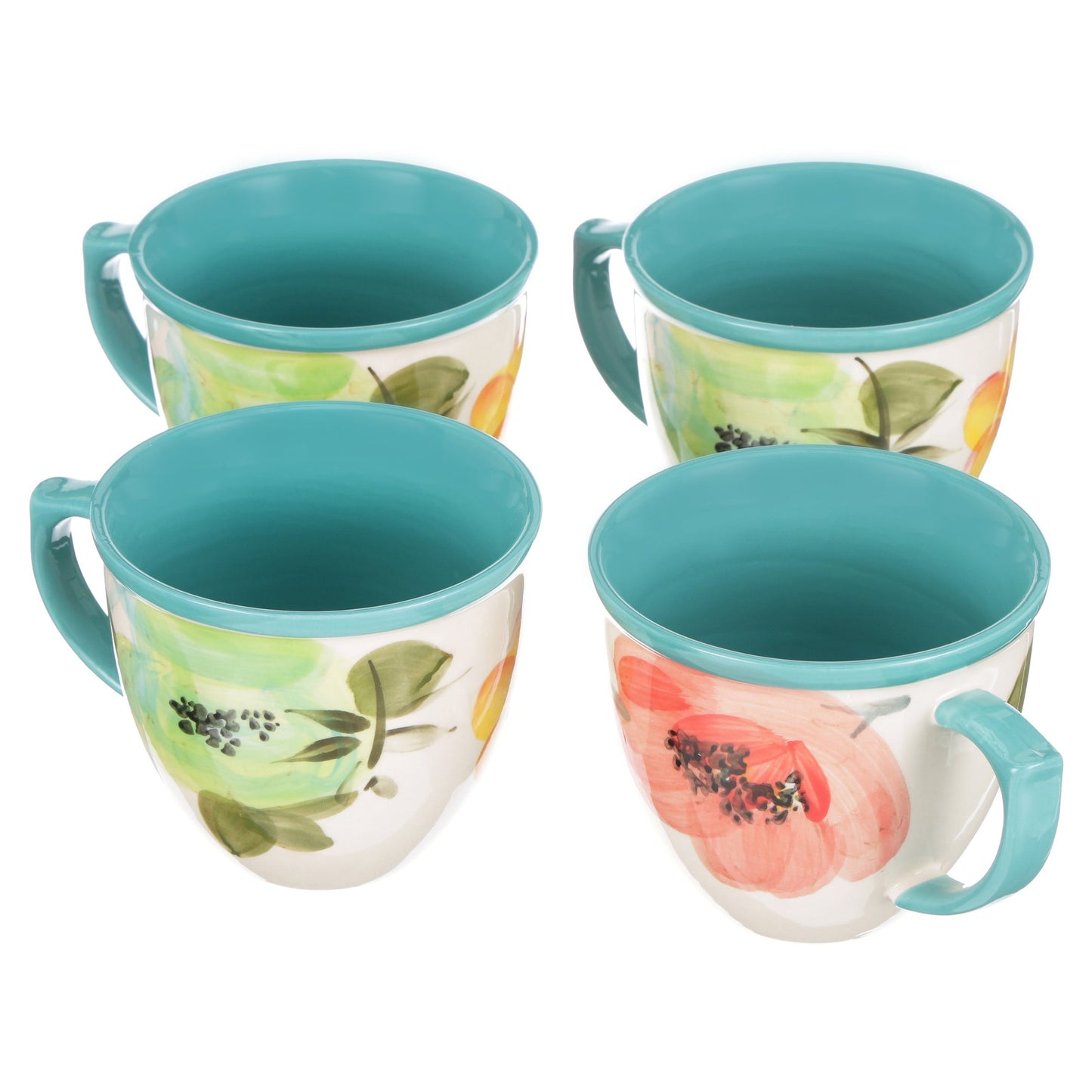 Vintage Bloom 4-Piece 16-Ounce Coffee Cup Set