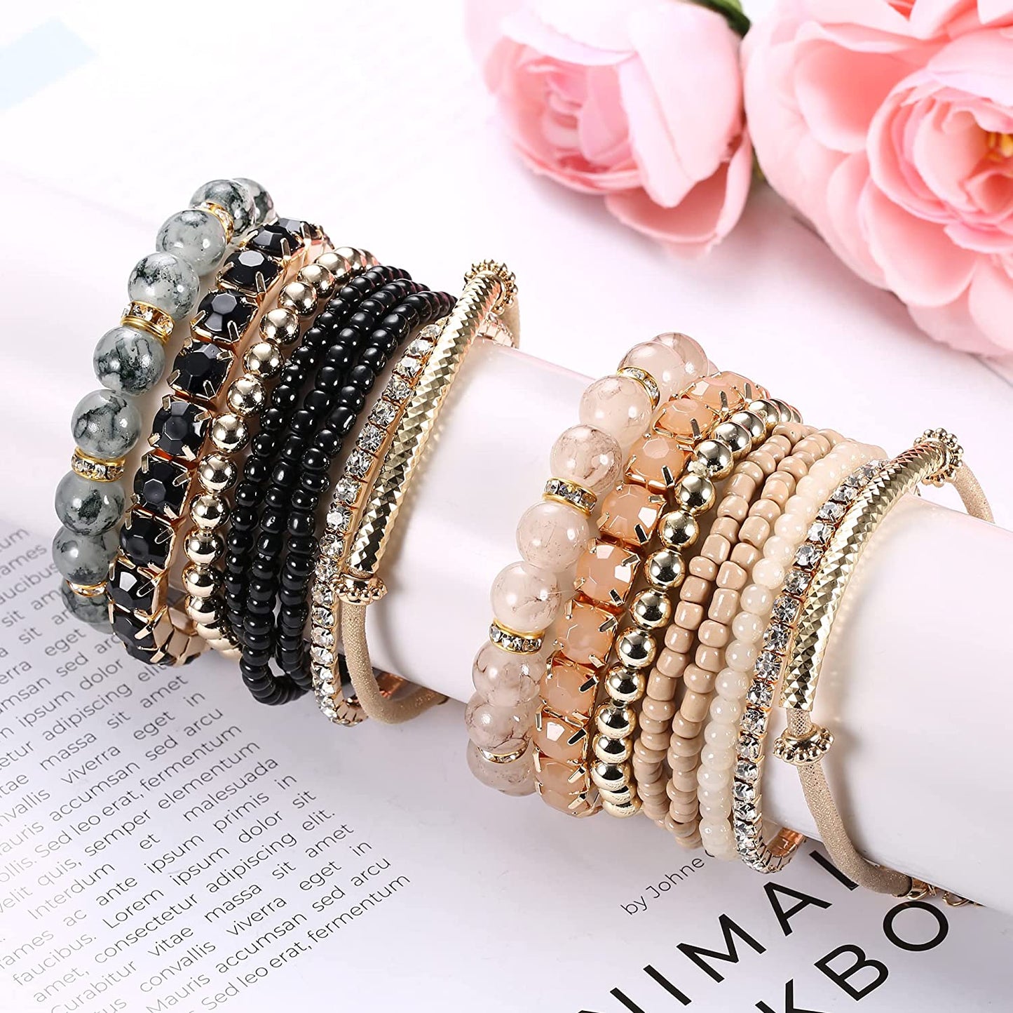 2-4 Sets Beaded Stackable Aesthetic Stretch Multilayered Bohemian Bracelets Set