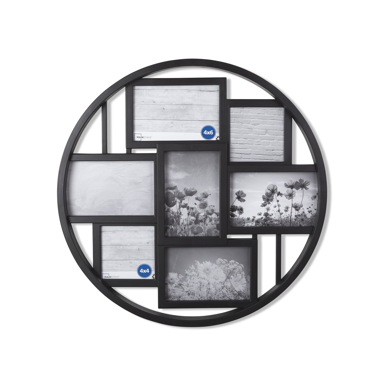 7-Opening 4x6 and 4x4 Round Black Collage Picture Frame