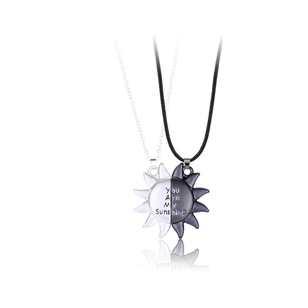 Magnetic Couple Necklace Matching Sunflower Necklaces for Him & Her