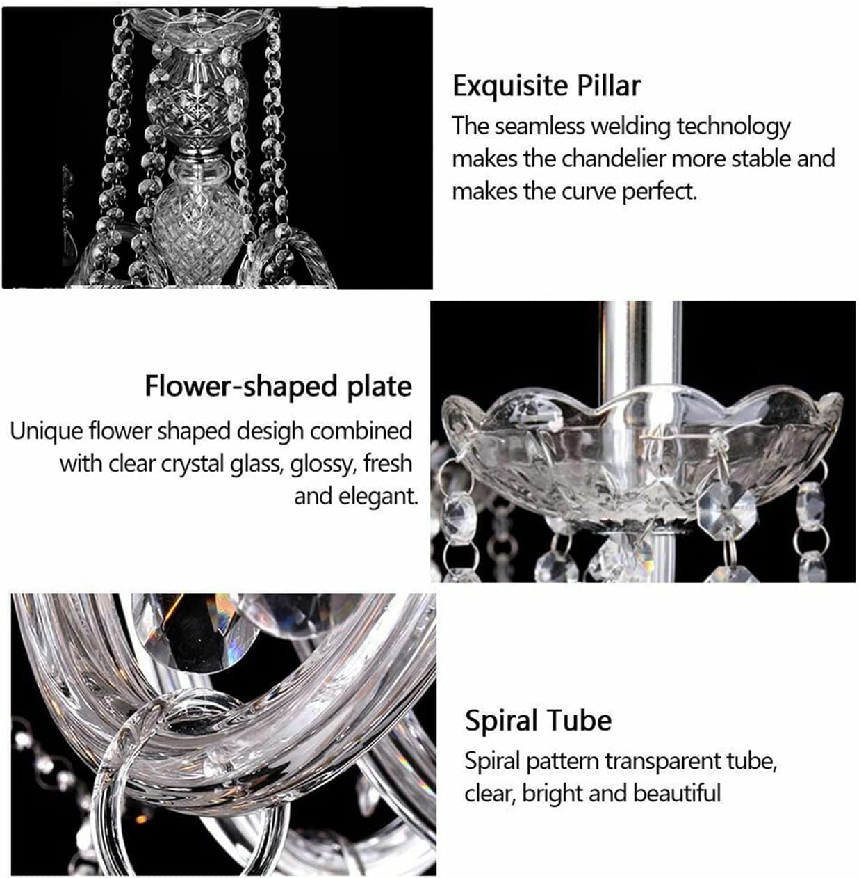 Clear Crystal Chandelier 4 Lights Pendant Ceiling Fixture