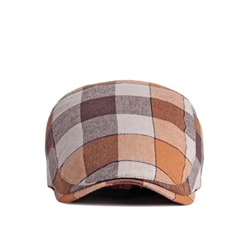 Men Adjustable Colorful Striped Plaid Ivy Newsboy Cabbie Gatsby Cotton Caps