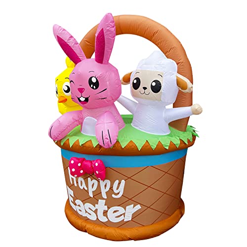 6 ft Inflatable Easter Bunny Chick Lamb in an Easter Basket w/ LED Lights